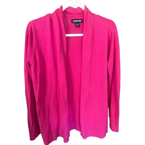 Lands’ End Pink Cardigan M Petite Speckled Knit Soft Girl Aesthetic Cozy Layer - Picture 1 of 5